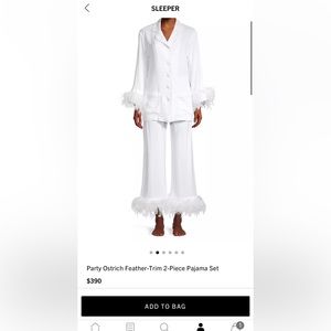 SLEEPER Party Ostrich Feather-Trim 2-Piece Pajama Set